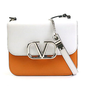 Valentino Garavani Shoulder Bag V Leather White x Orange Brown Women's 55732k